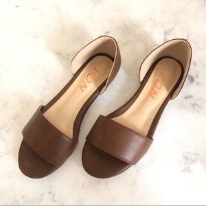 YDN Size 6 Brown PU Casual Flat Sandal